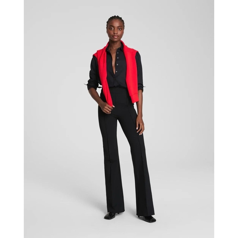 Spanx Women's PerfectFit Ponte Flare Pants Sz L Black Pull On Casual Preppy Boho